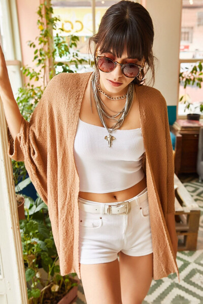 Ayollar uchun sutish rangi yarim yengli bahorgi kardigan HRK-19000057 - 3