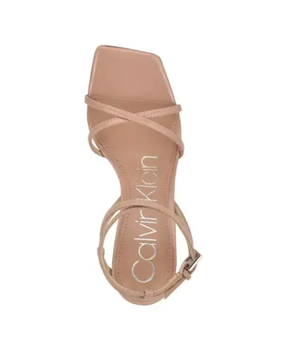 Ayollar uchun Tegin tasmali baland stiletto sandallari - Nude Patent - 1