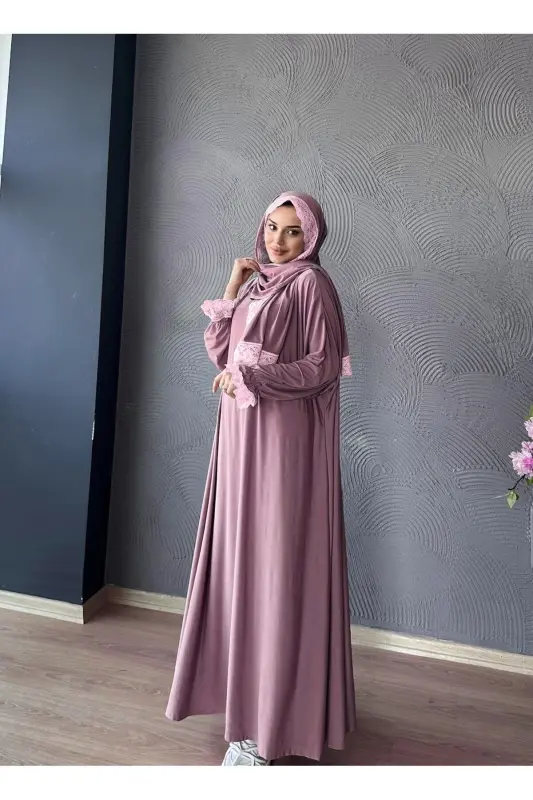 Ayollar uchun Tesettür Namoz Libosi Pudra-pudra - 3
