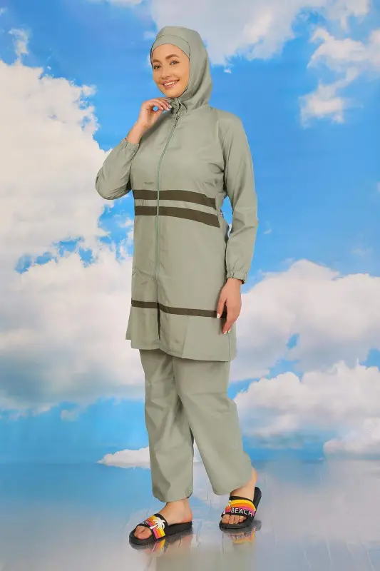 Ayollar uchun toʻliq yopiq suzish kostyumi Yashil-suv 31061 - 3