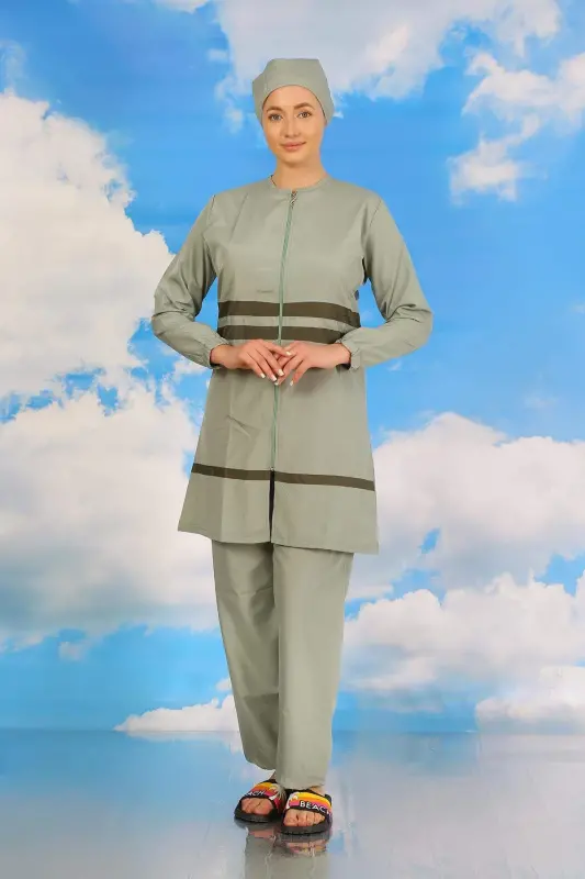 Ayollar uchun toʻliq yopiq suzish kostyumi Yashil-suv 31061 - 4