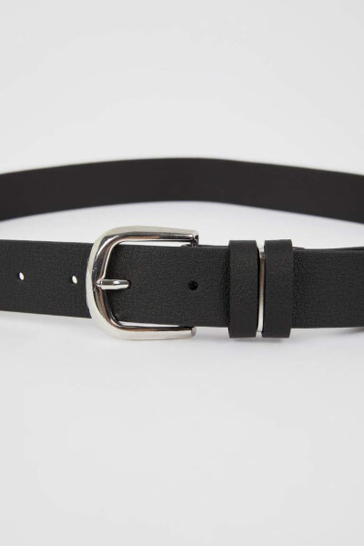 Ayollar uchun to'rtburchak toka bilan sun'iy charm jinsi kamar Qora - 3