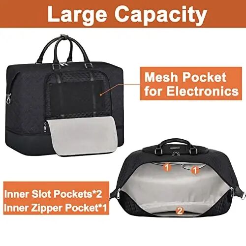 Travel Weekender Bag for Women, Overnight Bag with Shoe Compartment Oversized Travel Duffel Bag Carry On Tote 21