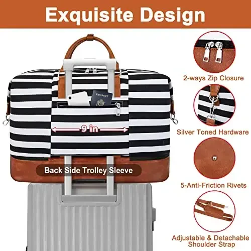 Ayollar uchun Travel Weekender sumkasi, poyabzal bo'limi bo'lgan tunash sumkasi, g'ildirakli yengli katta hajmli Travel Duffle sumkasi, dam olish kunlari biznes safari uchun 21