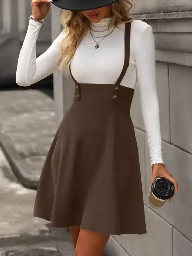 Ayollar uchun tugmachali mini zamsh ko'ylak - 2