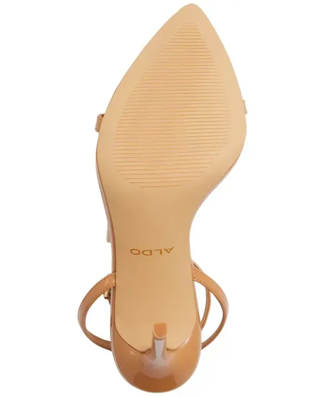 Ayollar uchun Tulipa to'piq bog'ichli stiletto libosli sandallar - qorong'i bej patent - 5