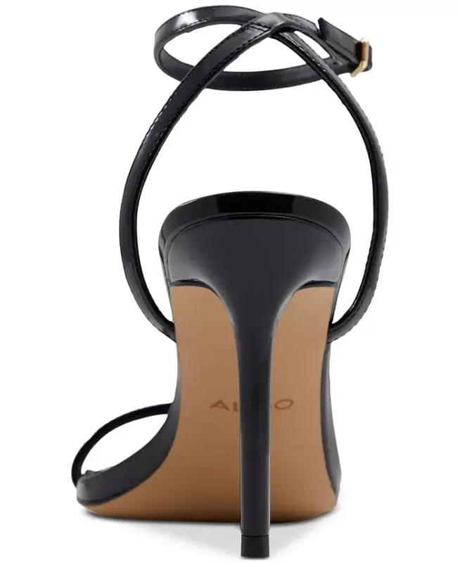 Ayollar uchun Tulipa to'piq bog'ichli stiletto libosli sandallar - qorong'i bej patent - 7