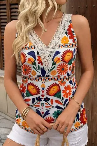 Ayollar uchun V-yaka dantelli suprem bluzka - 3