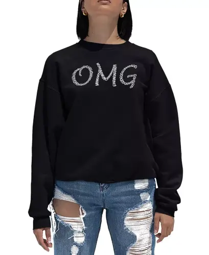 Ayollar uchun Word Art Crewneck OMG Sviter - 1