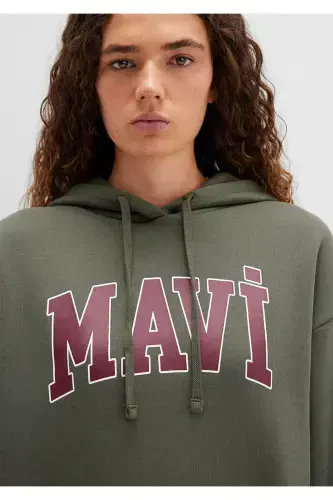 Ayollar uchun Xaki yashil M1600361-71581 kaputli ko'ylagi - 5