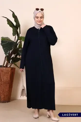 Ayollar uchun yagona fermuarli namoz libosi to'q ko'k-to'q ko'k - 1