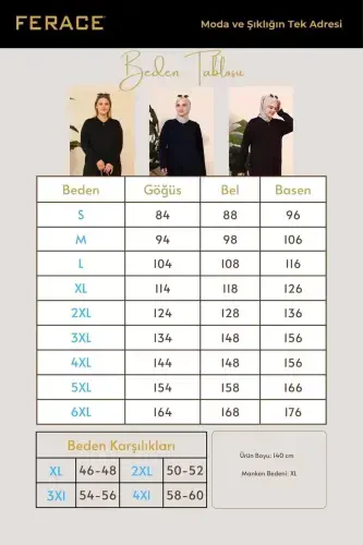 Ayollar uchun yagona fermuarli namoz libosi to'q ko'k-to'q ko'k - FERACE (1)