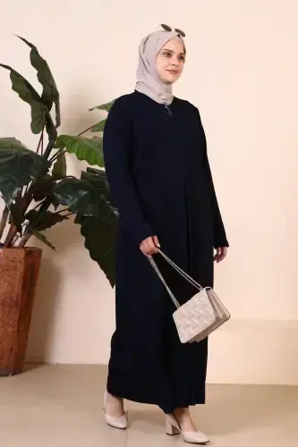 Ayollar uchun yagona fermuarli namoz libosi to'q ko'k-to'q ko'k - 5