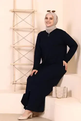 Ayollar uchun yagona fermuarli namoz libosi to'q ko'k-to'q ko'k - 8