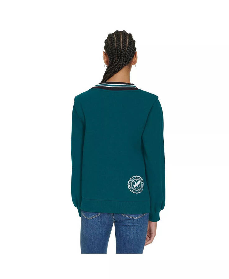 Ayollar uchun yarim tunda yashil Philadelphia Eagles Alice V-Neck Pullover Sviter - 2