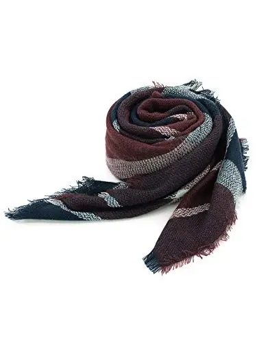 Ayollar uchun yoqimli sovg'alar - Plaid adyol sharf, Trendy Tartan sharflar, Katta o'lchamli ro'mol - 4