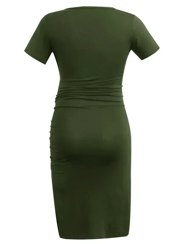 Ayollar uchun yozgi homiladorlik liboslari, qisqa yengli, yig'ilgan. - 2