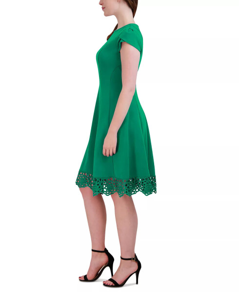 Ayollar uchun yumaloq bo'yinli qismasiz Fit & Flare libos Lucky Green - 3