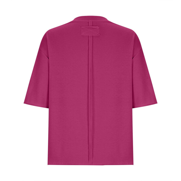 Ayollar uchun zamonaviy qisqa yengli yumaloq bo'yinli ko'ylak orqa dizaynli keng cho'ntakli futbolkalar - 7