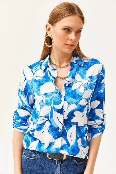 Ayollar uchun zumrad rangli akvarel effektiga ega to'qilgan ko'ylak GML-19001178 - 4