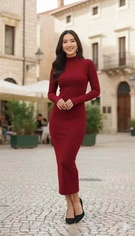 Ayollar uzun qisma baliqchi yoqali midi bo'yli ko'ylak - 2