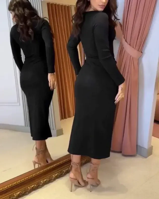 Ayollar uzun qisma choklangan yoqali yon tomondan tokali detallangan old tomondan oʻzaro choklangan Ottoman koʻylagi - 4