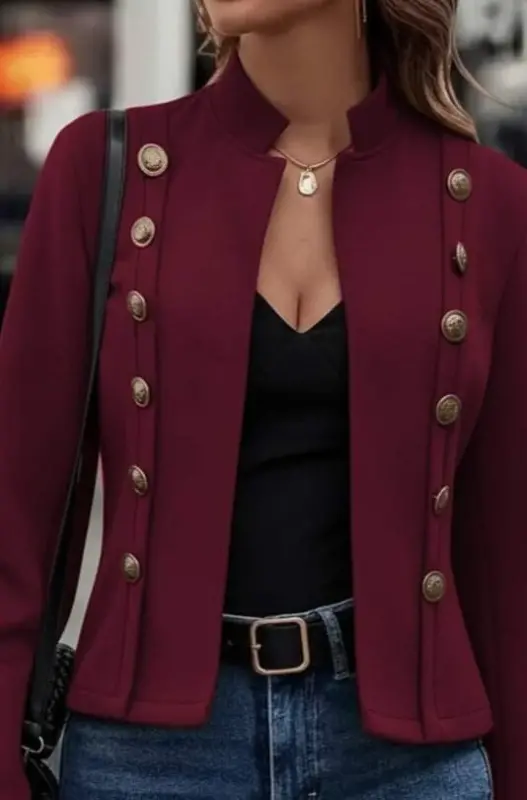 Ayollar uzun qisma hakim yoqali yonlardan tugmali qisqa zamsh ko'ylagi - 2