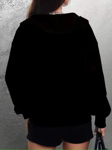 Ayollar uzun qisma kapüşonli fermuarlı oldidan cho'ntak detallikli şardonli ikki ip ceket - 6