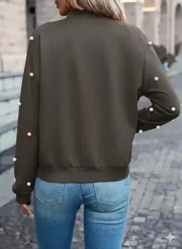 Ayollar uzun qisma old fermuarli injili qisqa modal kurtka - 3