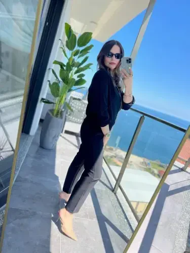 Ayollar uzun qisma old fermuarli modal kurtka va shimlar ikki qismli kostyum - 3