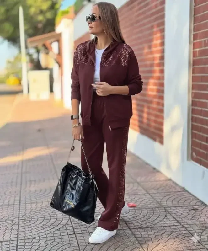 Ayollar uzun qisma old tomondan fermuarlı pul payetli pastki qismi viskon ikki iplik kostyum - 4