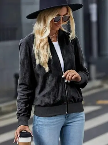 Ayollar uzun qisma oldindan fermuarli zamsh ko'ylagi - 2