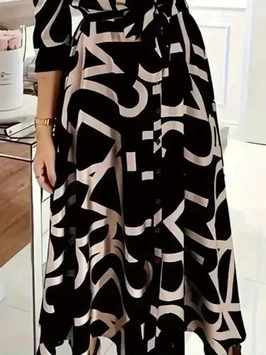 Ayollar uzun qisma yoqali old tugmali uzun suprem ko'ylak - 3