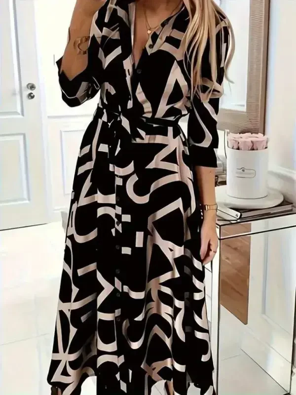 Ayollar uzun qisma yoqali old tugmali uzun suprem ko'ylak - 4