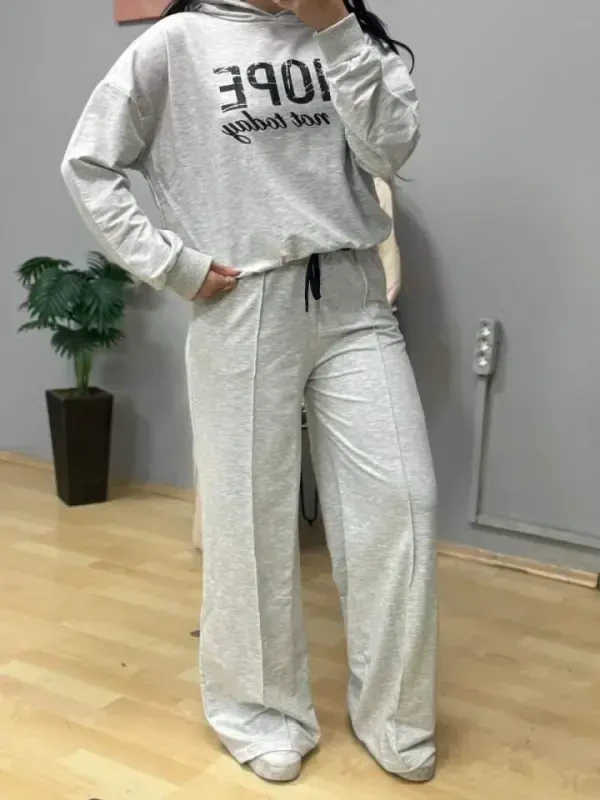 Ayollar uzun qollı Nope bosmali beli ribanali ikkilik kostyum - 3