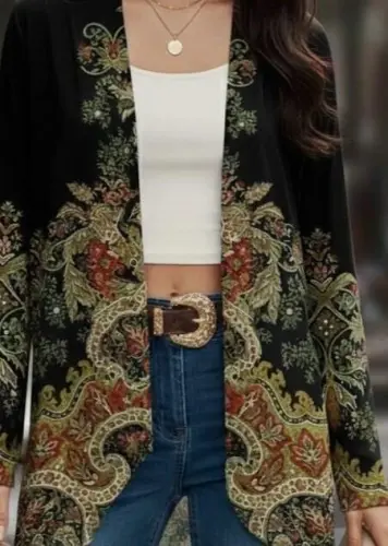 Ayollar uzun qollı oldi ochiq naqshli shardonli dalg'ich kurtka - 2