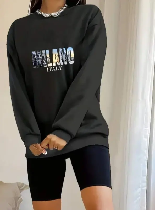 Ayollar uzun qollı velosiped yoqali naqshli viskoza ikki ipli bluzka - BÜYÜKBEDENIZ