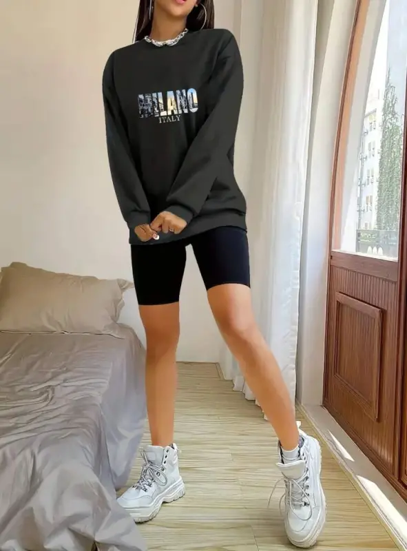 Ayollar uzun qollı velosiped yoqali naqshli viskoza ikki ipli bluzka - 2