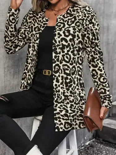 Ayollar uzun qolli yelkali oldi ochiq shardonli dalg'ich kurtka - 7