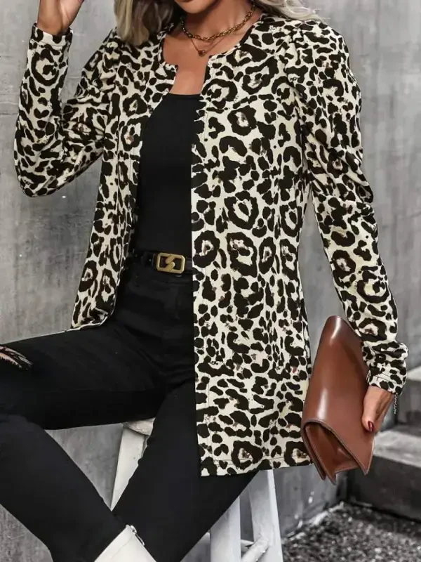 Ayollar uzun qolli yelkali oldi ochiq shardonli dalg'ich kurtka - 7