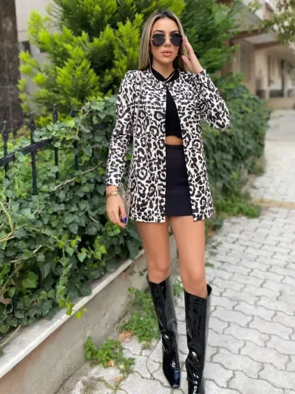 Ayollar uzun qolli yelkali oldi ochiq shardonli dalg'ich kurtka - 9