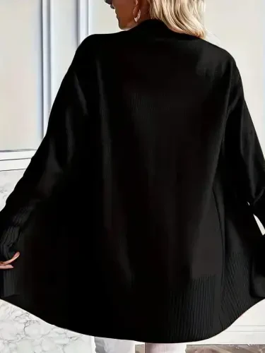 Ayollar uzun qollik oldi ochiq trikotaj kardigan - 3