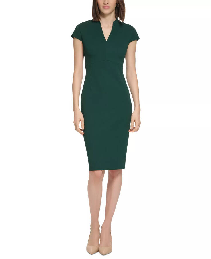 Ayollar V-Neck Cap Sleeve Sheath Dress Malachite - 1