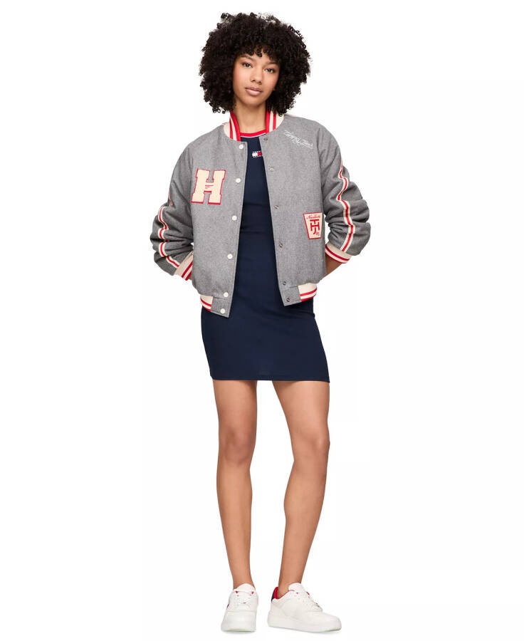 Ayollar Varsity Logo Bomber Kurtkasi SHARKSKIN - 4