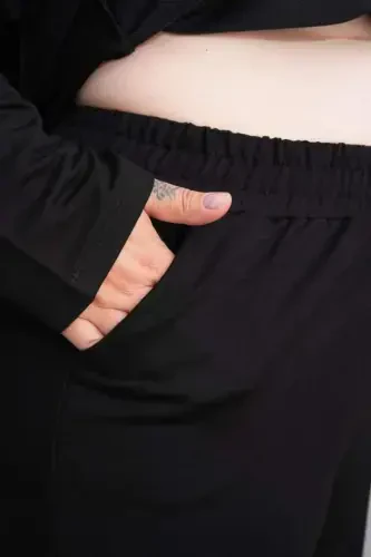 Ayollar yangi mavsum uzun qólli ribana detallari ikki qismli kostyum - 9