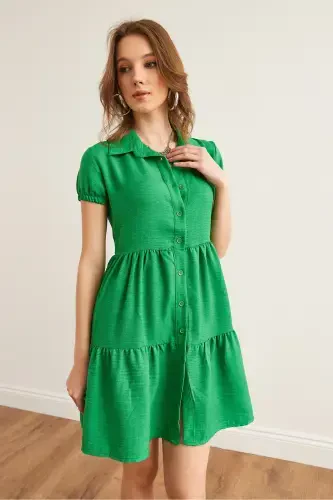 Ayollar yashil parchali ko'ylak libos ELB-19002358-Yesh - 7