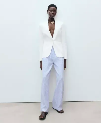 Ayollar yo'l-yo'l zig'ir aralash shimlar - 3