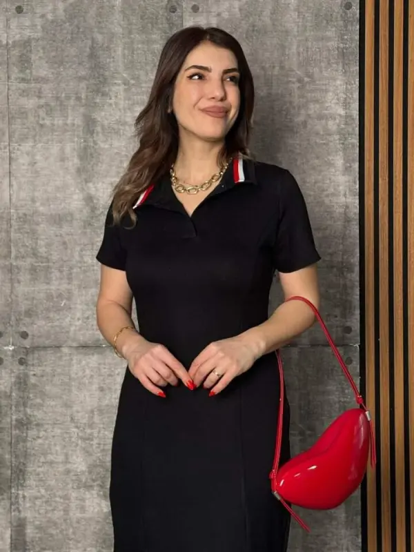 Ayollar yoqali ribanali juft yirtqichli ko'ylak - 4