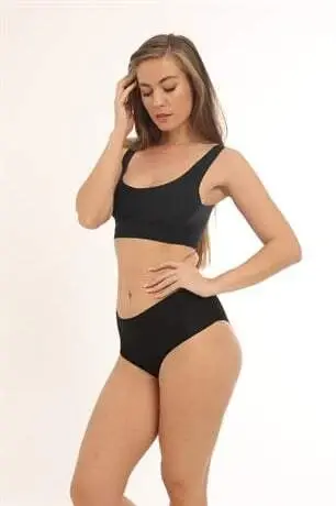 Ayollar yuqori bellisi Basic tikuvsiz lazer kesilgan kiyim 3 dona Siyoh - 7