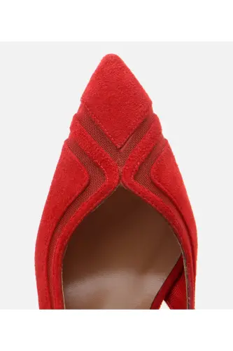 Ayollar zamsh qizil shaffof baland poshnali stilettos - 4